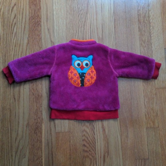 Me Too Fuzzy Owl Bomber Plush Jacket Fall Danish Design 12-18M Fall Jacket - Picture 1 of 7